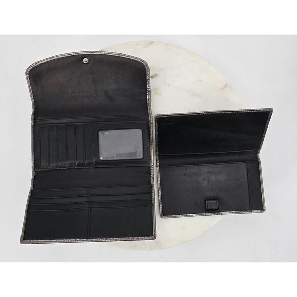 Coach Metallic Pewter Leather Wallet & Checkbook Cover Set - Picture 5 of 5